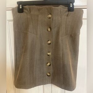 She+Sky Classic Brown Herringbone Skirt, Size S